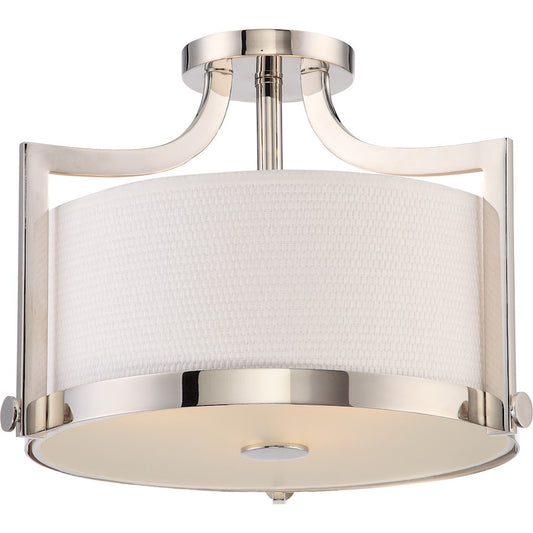 Nuvo Lighting Meadow 12in 3-Light Semi Flush | Transitional Polished Nickel | Bedroom & Hallway Ceiling Light | 11.88 in H | Model 60-5883