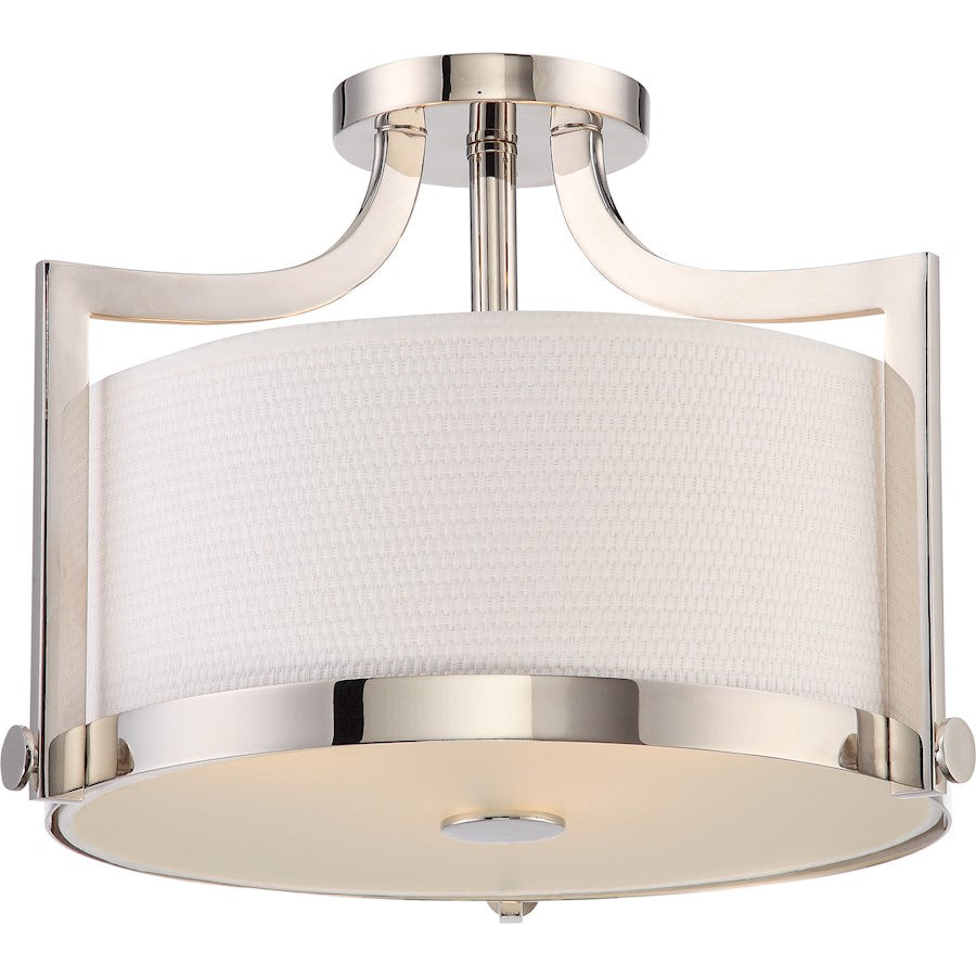 Nuvo Lighting Meadow 12in 3-Light Semi Flush | Transitional Polished Nickel | Bedroom & Hallway Ceiling Light | 11.88 in H | Model 60-5883