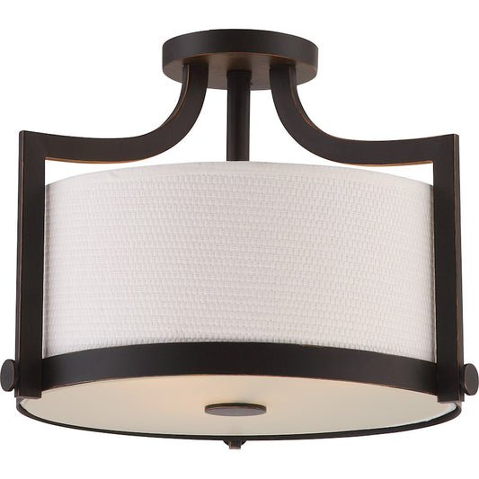 Nuvo Lighting Meadow 12in 3-Light Semi Flush | Traditional Russet Bronze | Bedroom & Hallway Accent | 11.88 in H | Model 60-5888