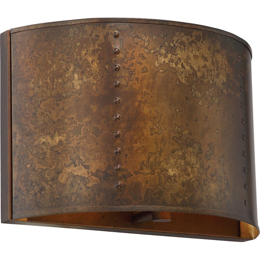 Nuvo Lighting Kettle 1-Light Wall Sconce | Industrial Weathered Brass | Hallway & Bedroom Accent | 12 x 5 x 8 in, 240 Lumens | Model 60-5891