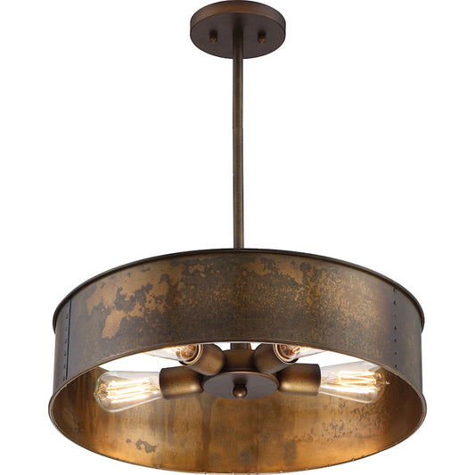 Nuvo Lighting Kettle 41in 4-Light Pendant | Industrial Weathered Brass | Kitchen Island & Dining Room | 1200 Lumens 2700K Dimmable | Model 60-5894