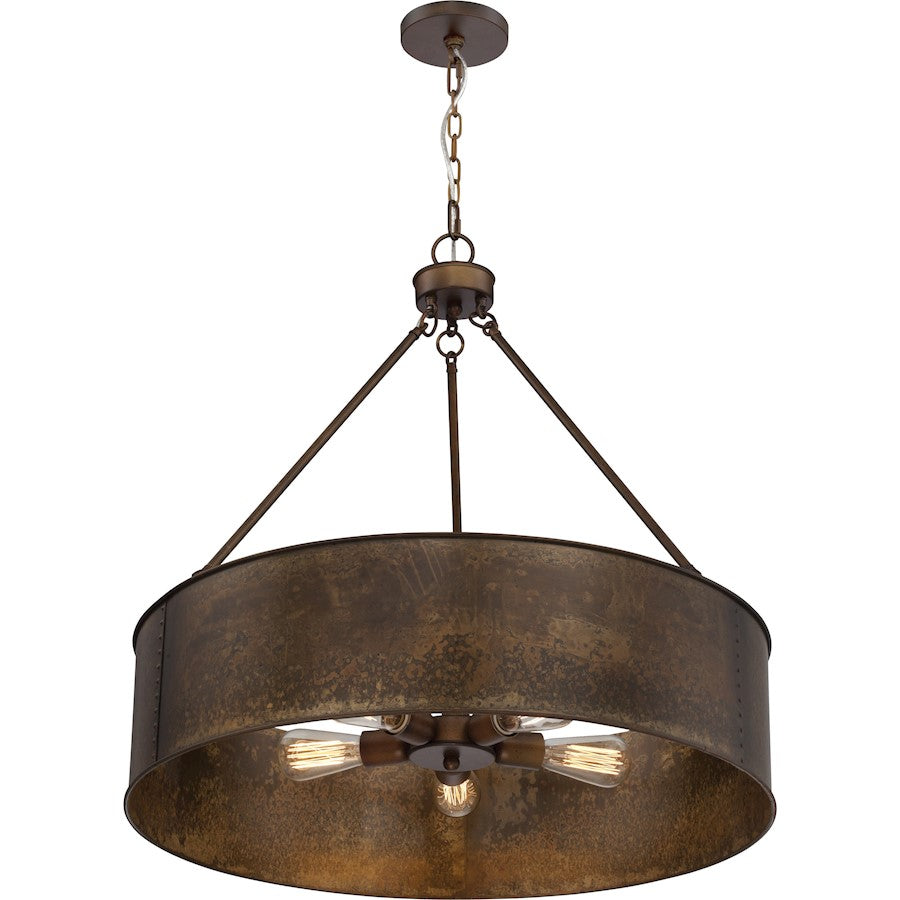 Nuvo Lighting Kettle 28in 5-Light Pendant | Industrial Weathered Brass and Clear Glass | Kitchen Island & Dining Room | 28 x 28 x 28 in | Model 60-5895