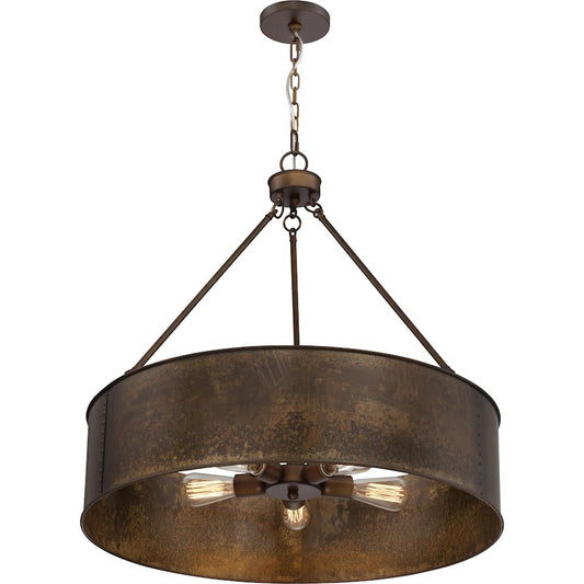 Nuvo Lighting Kettle 28in 5-Light Pendant | Industrial Weathered Brass and Clear Glass | Kitchen Island & Dining Room | 28 x 28 x 28 in | Model 60-5895