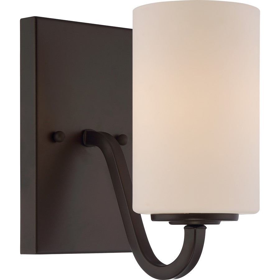 Nuvo Willow 8.625in 1-Light Vanity Light | Traditional Antique Bronze and White Glass | Bathroom Vanity & Powder Room | 4.375 x 8.625 x 8 | Model 60-5901