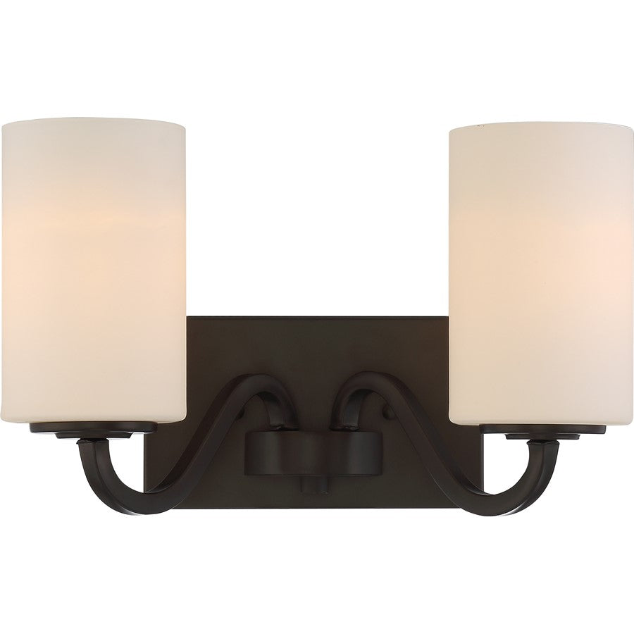 Nuvo Willow 14in 2-Light Vanity Light | Traditional Aged Bronze and White Glass | Bathroom Vanity | 8 x 14 in | Model 60-5902