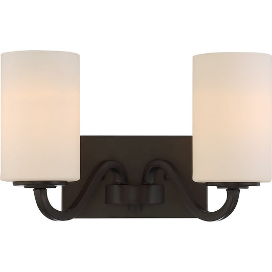 Nuvo Willow 14in 2-Light Vanity Light | Traditional Aged Bronze and White Glass | Bathroom Vanity | 8 x 14 in | Model 60-5902