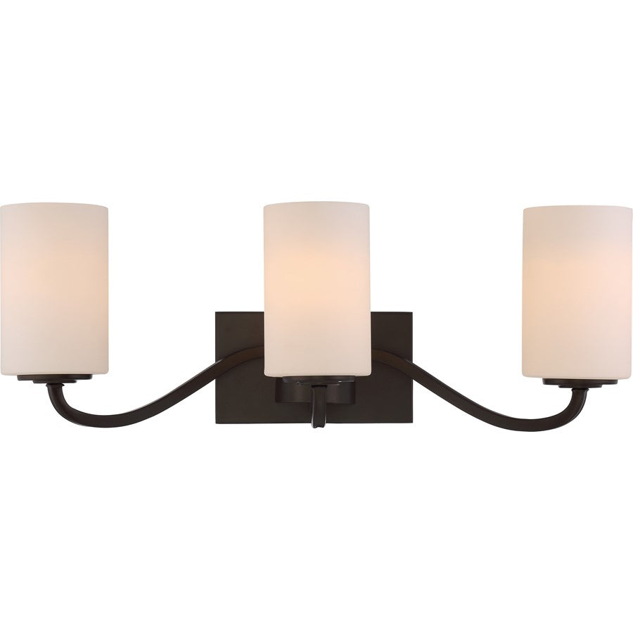 Nuvo Willow 23in 3-Light Vanity Light | Traditional Aged Bronze and White Glass | Bathroom Vanity | 23 x 8 x 8 in | Model 60-5903