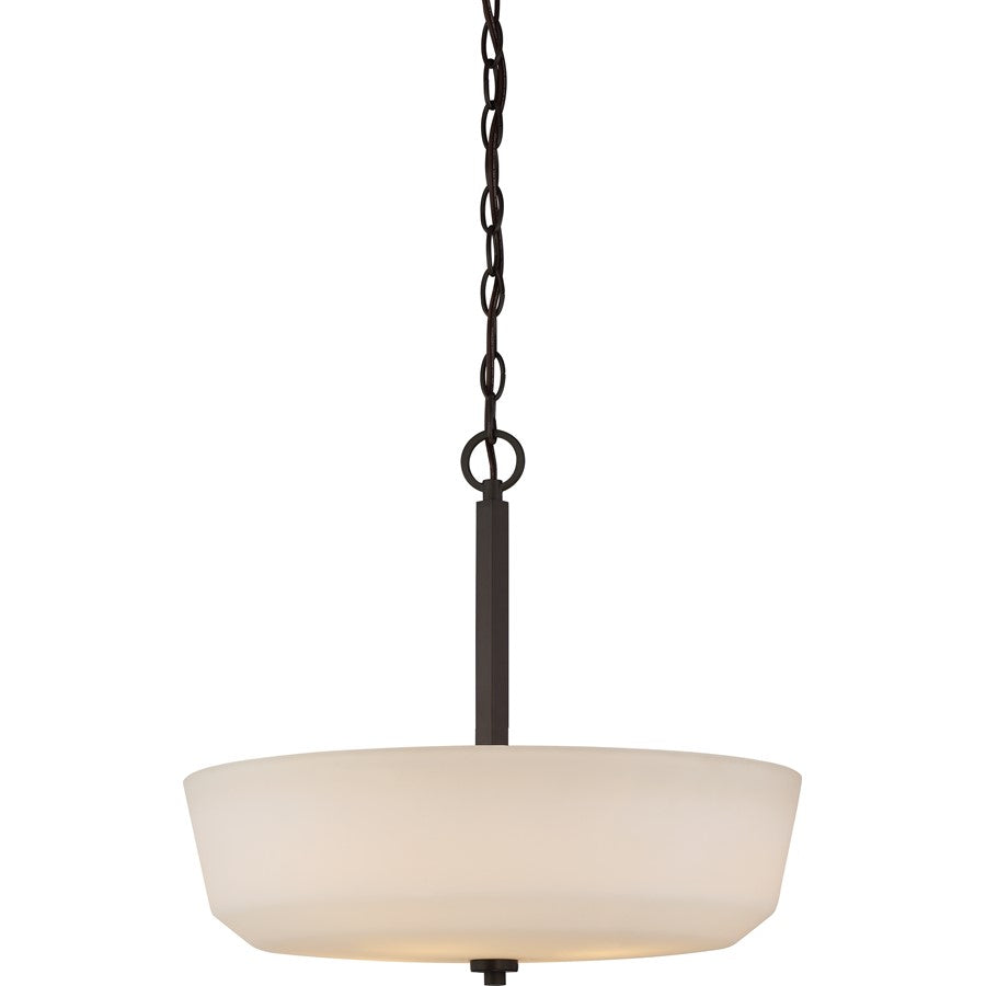 Nuvo Lighting Willow 18in 4-Light Pendant | Traditional Aged Bronze and White Glass | Kitchen Island & Dining Room | 18 x 18 x 17.625 in | Model 60-5907