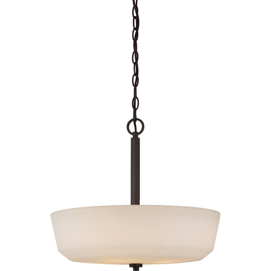 Nuvo Lighting Willow 18in 4-Light Pendant | Traditional Aged Bronze and White Glass | Kitchen Island & Dining Room | 18 x 18 x 17.625 in | Model 60-5907