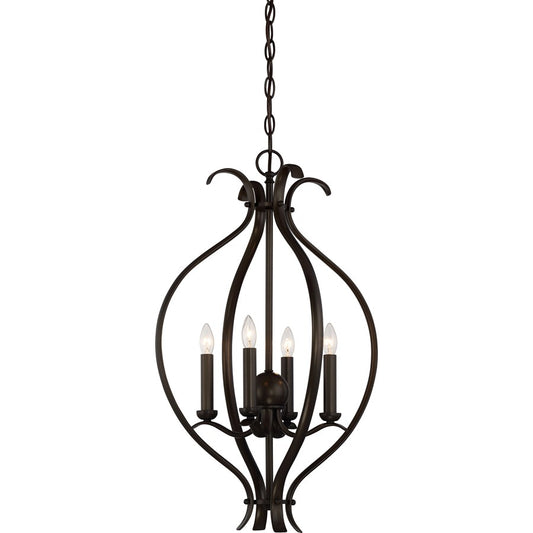 Nuvo Lighting Dillard 16in 4-Light Pendant | Traditional Aged Bronze Metal | Kitchen Island & Dining Room | 16 x 16 x 25 in | Model 60-5910