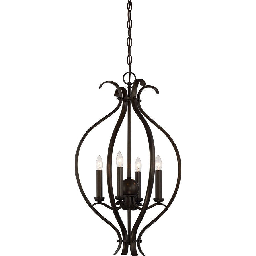 Nuvo Lighting Dillard 16in 4-Light Pendant | Traditional Aged Bronze Metal | Kitchen Island & Dining Room | 16 x 16 x 25 in | Model 60-5910