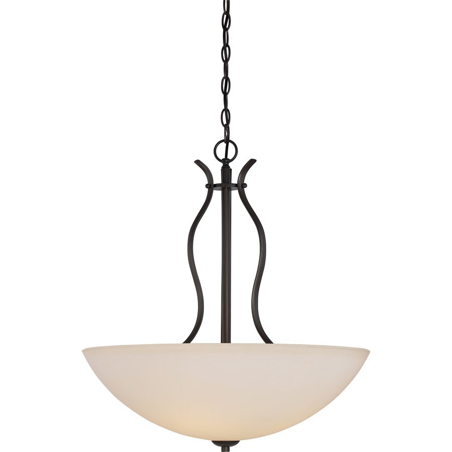 Nuvo Lighting Dillard 22in 4-Light Pendant | Traditional Aged Bronze and White Glass | Kitchen Island & Dining Room | 22 x 22 x 24 in | Model 60-5917