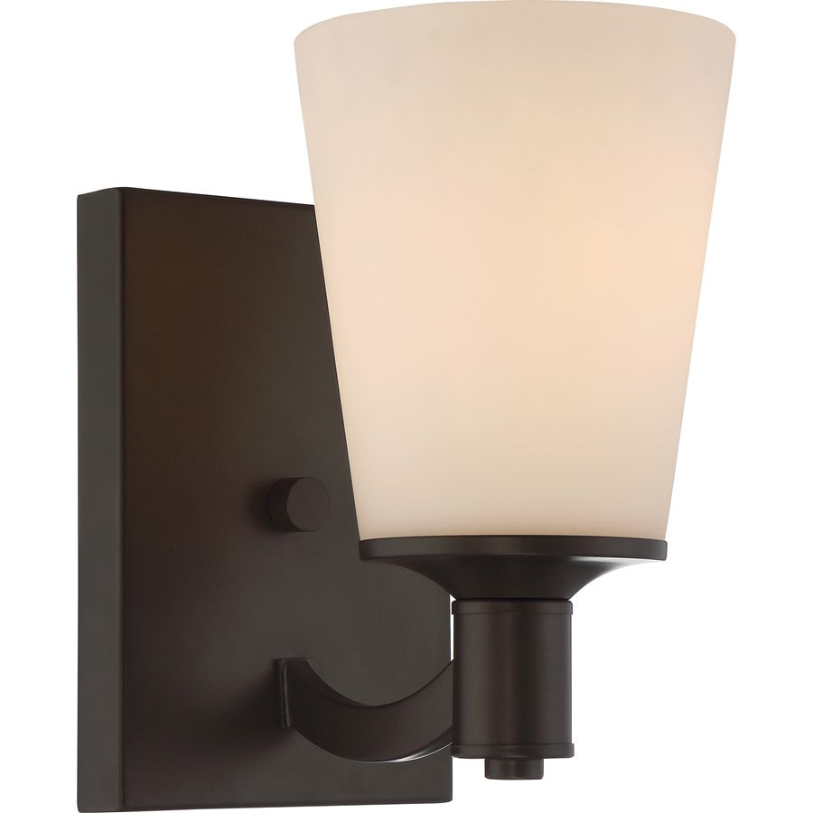 Nuvo Lighting Laguna 8.5in 1-Light Vanity Light | Traditional Aged Bronze and White Glass | Bathroom Vanity | 5.125 x 7.375 x 8.5 in | Model 60-5921