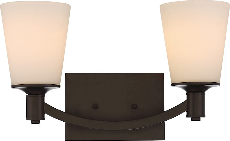 Nuvo Lighting Laguna 16in 2-Light Vanity | Traditional Aged Bronze and White Glass | Bathroom Vanity & Powder Room | 16 x 9 in, Extends | Model 60-5922