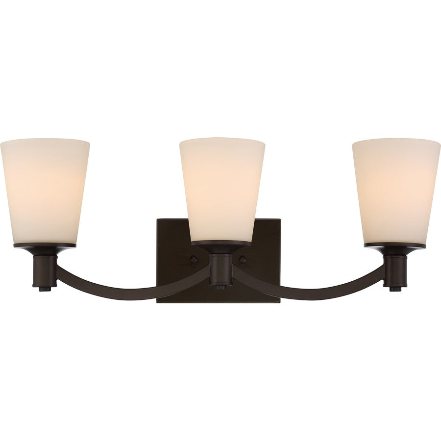 Nuvo Lighting Laguna 24in 3-Light Vanity Light | Traditional Aged Bronze and White Glass | Bathroom Vanity | 24 x 9 x 6.5 in | Model 60-5923