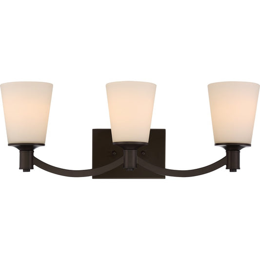 Nuvo Lighting Laguna 24in 3-Light Vanity Light | Traditional Aged Bronze and White Glass | Bathroom Vanity | 24 x 9 x 6.5 in | Model 60-5923