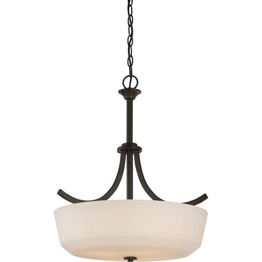 Nuvo Lighting Laguna 19.5in 4-Light Pendant | Traditional Aged Bronze and White Glass | Kitchen Island & Dining Room | 19.5 x 19.5 x | Model 60-5927