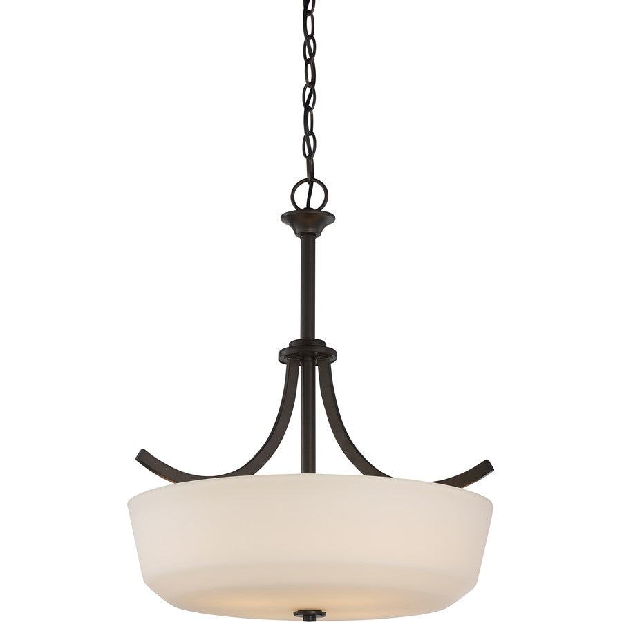 Nuvo Lighting Laguna 19.5in 4-Light Pendant | Traditional Aged Bronze and White Glass | Kitchen Island & Dining Room | 19.5 x 19.5 x | Model 60-5927