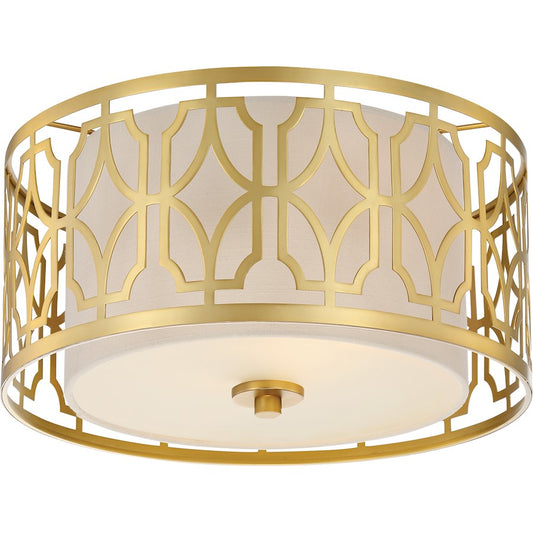 Nuvo Lighting Filigree 15in 2-Light Flush Mount | Traditional Natural Brass | Hallway & Bedroom Ceiling Light | 15 x 15 x 8 in, 120W | Model 60-5931