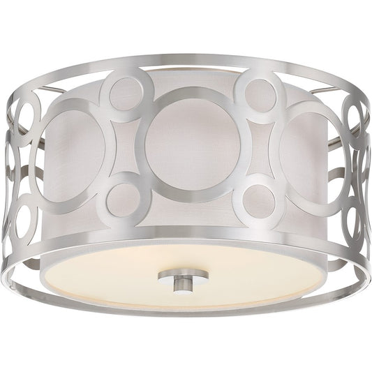 Nuvo Lighting Filigree 15in 2-Light Flush Mount | Traditional Brushed Nickel | Bedroom & Hallway Ceiling Light | 15 x 15 x 8 in, 120W | Model 60-5942