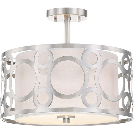 Nuvo Lighting Filigree 15in 2-Light Semi Flush Mount | Traditional Brushed Nickel | Entryway & Hallway Ceiling Light | 12.5in H | Model 60-5948