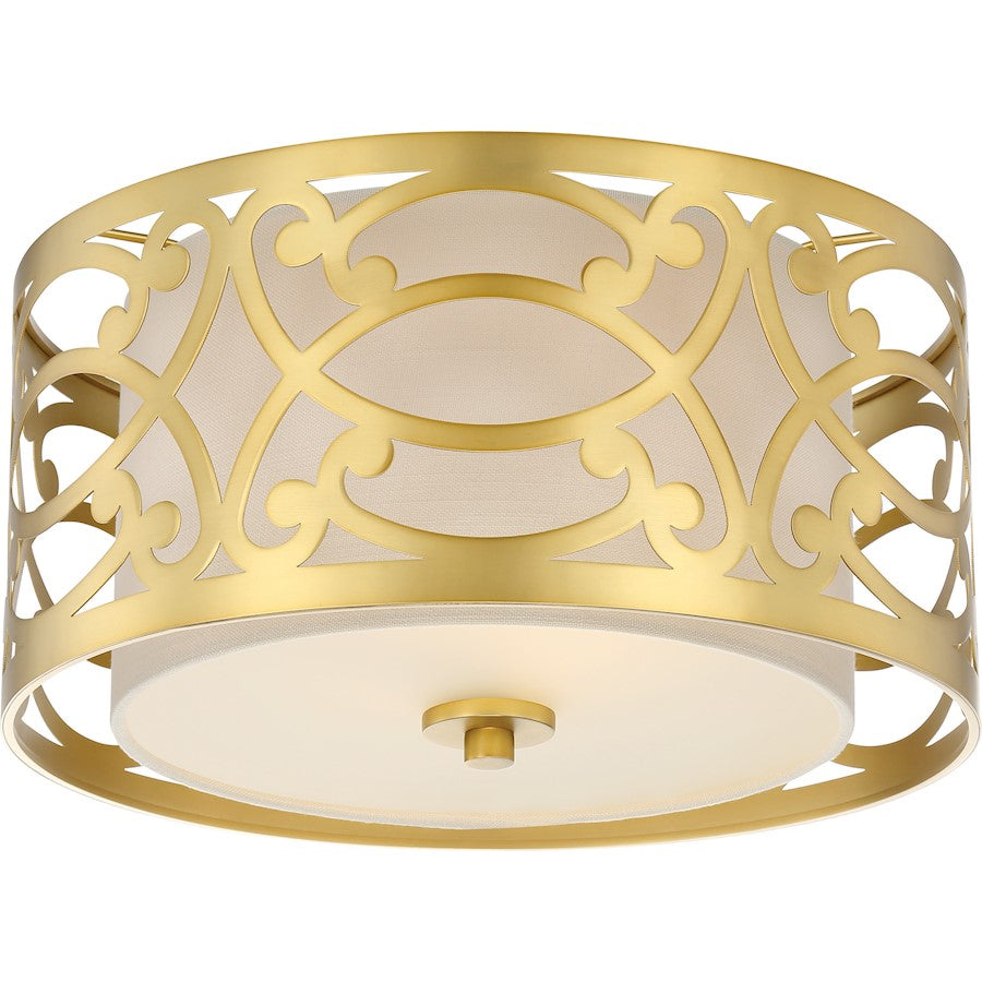 Nuvo Lighting Filigree 15in 2-Light Flush Mount | Traditional Natural Brass | Entryway & Hallway Ceiling Light | 15 x 15 x 8 in, 120W | Model 60-5961