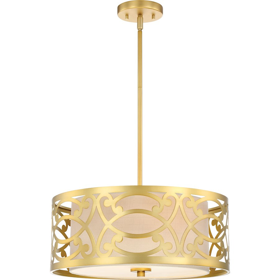 Nuvo Lighting Filigree 18in 3-Light Pendant | Traditional Natural Brass | Kitchen Island & Dining Room | 45.13 in H | Model 60-5964