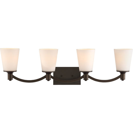 Nuvo Laguna 33in 4-Light Vanity Light | Traditional Aged Bronze and White Glass | Bathroom Vanity | 33 x 9 x 6.5 in | Model 60-5974