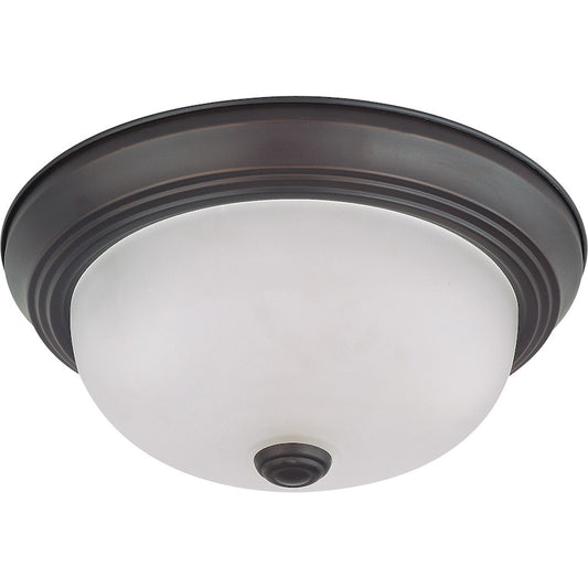 Nuvo Lighting 11in 2-Light Flush Mount | Traditional Mahogany Bronze and Frosted White Glass | Hallway & Bathroom | 11.38 x 11.38 x 4.88 in | Model 60-6010