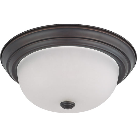 Nuvo Lighting 2-Light 13in Flush Mount | Traditional Mahogany Bronze and Frosted White Glass | Hallway & Bathroom Ceiling Light | 13.25 x | Model 60-6011