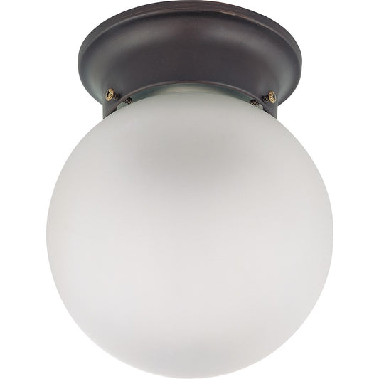 Nuvo Lighting 60-6012 6in 1-Light Flush Mount | Traditional Mahogany Bronze and Frosted White Glass | Hallway & Bathroom Ceiling Light | 6 | Model 60-6012