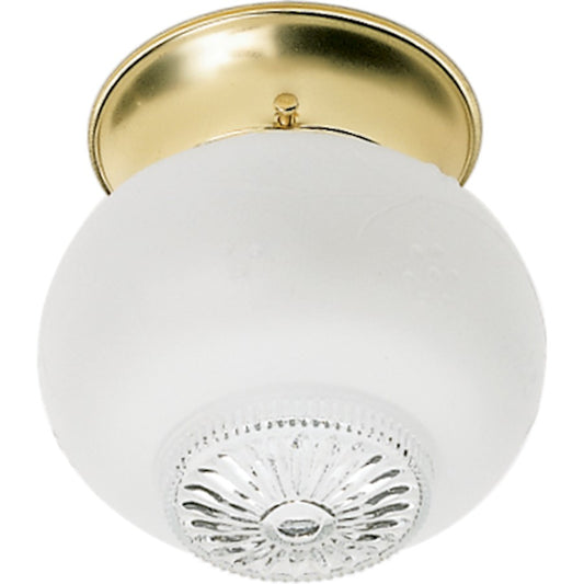 Nuvo Lighting 6in 1-Light Flush Mount | Traditional Polished Brass and Frosted Clear Bottom Glass | Hallway & Bathroom Ceiling Light | 5 x | Model 60-6029