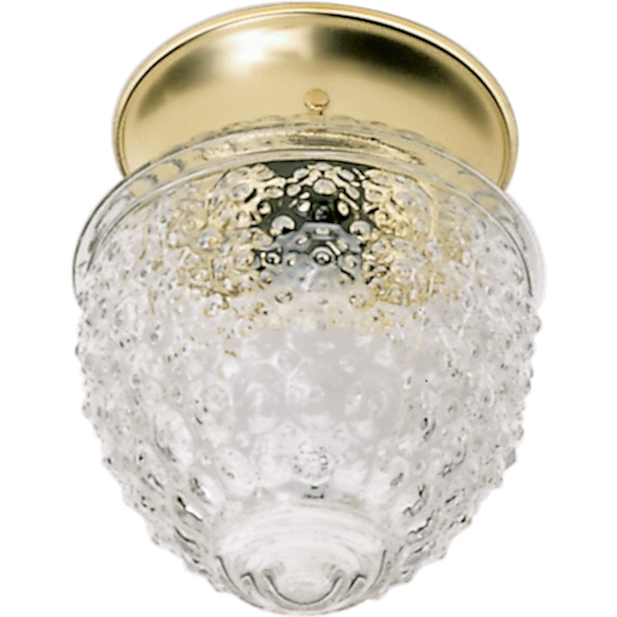 Nuvo Lighting 60-6031 1-Light 6in Flush Mount | Traditional Polished Brass and Clear Pineapple Glass | Hallway & Bathroom | 5 x 5 x 6 in | Model 60-6031