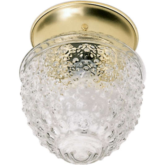 Nuvo Lighting 60-6031 1-Light 6in Flush Mount | Traditional Polished Brass and Clear Pineapple Glass | Hallway & Bathroom | 5 x 5 x 6 in | Model 60-6031