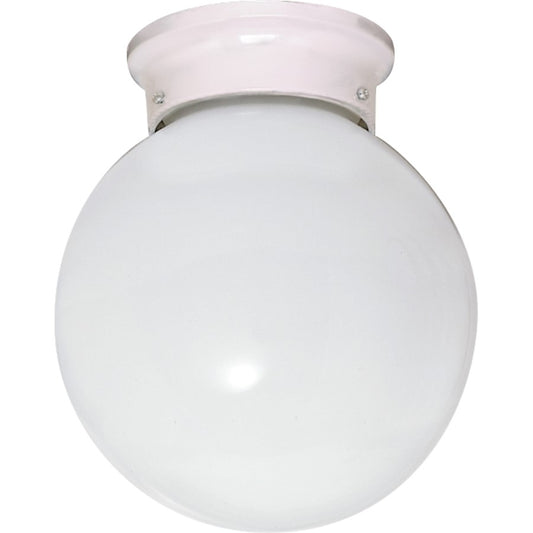 Nuvo Lighting 6in 1-Light Flush Mount | Traditional White Glass and Metal | Bathroom & Hallway Ceiling Light | 6 x 6 x 7 in | Model 60-6033