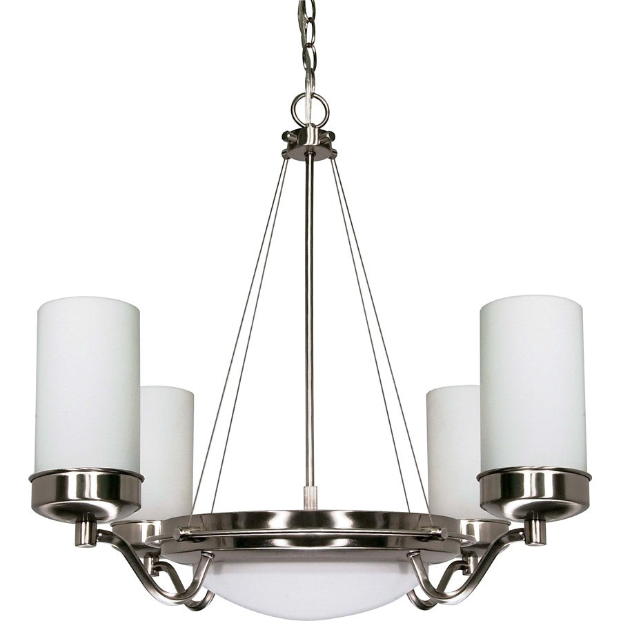 Nuvo Polaris 29in 6-Light Chandelier | Classic Brushed Nickel and White Opal Glass | Dining Room & Living Room | 22 x 22 x 10 in | Model 60-607