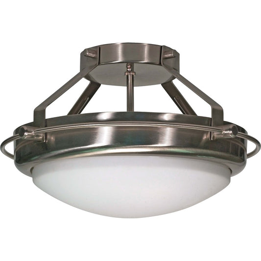 Nuvo Polaris 13.75in 2-Light Semi-Flush Mount | Traditional Brushed Nickel and Opal White Glass | Bedroom & Hallway Ceiling Light | 13.75 x | Model 60-609