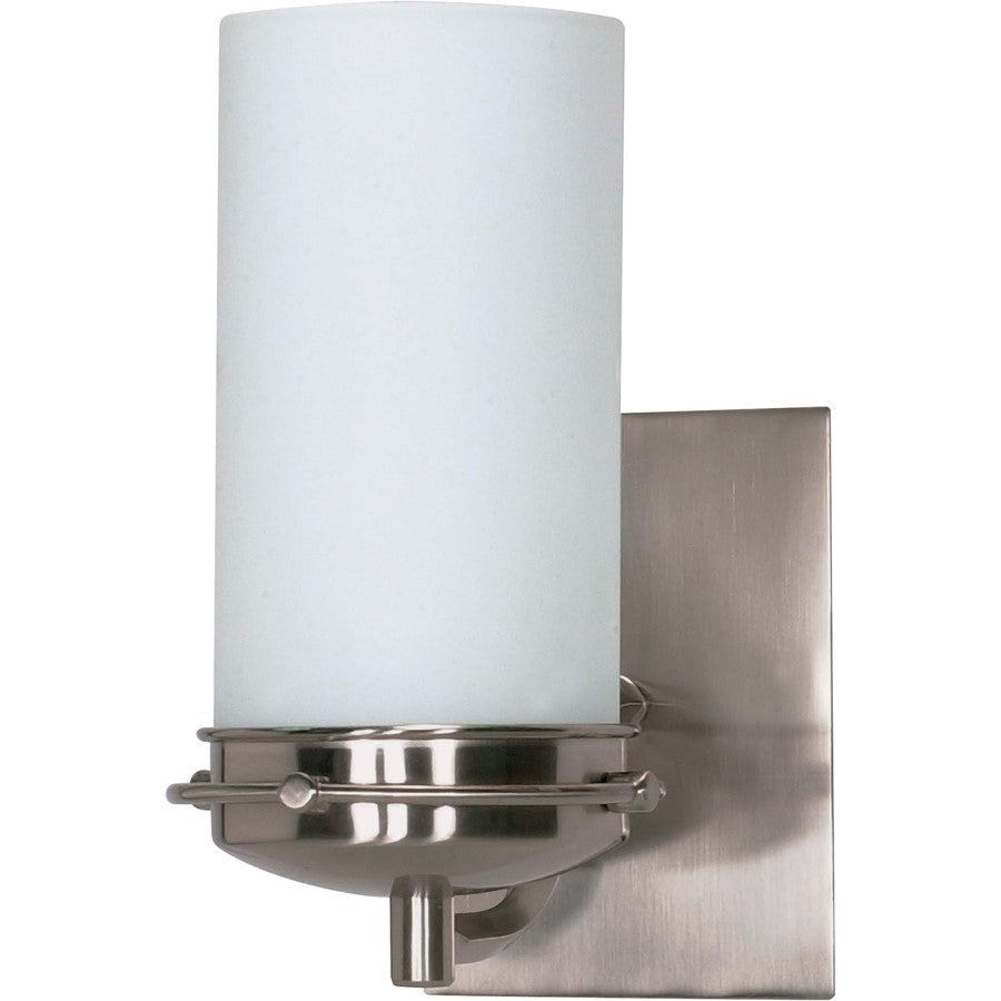 Nuvo Polaris 5in 1-Light Vanity Light | Brushed Nickel and Opal White Glass | Bathroom Vanity | 4.5 x 8.75 x 7.5 in | Model 60-611
