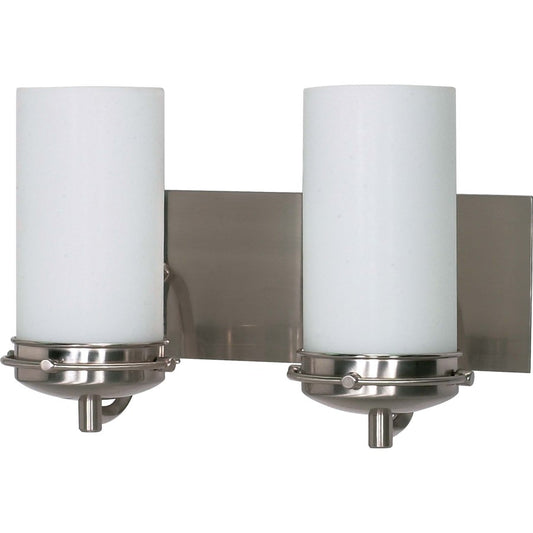 Nuvo Polaris 14in 2-Light Bathroom Vanity Light | Modern Brushed Nickel and Opal White Glass | Bathroom Vanity & Powder Room | 13.5 x 8.25 | Model 60-612