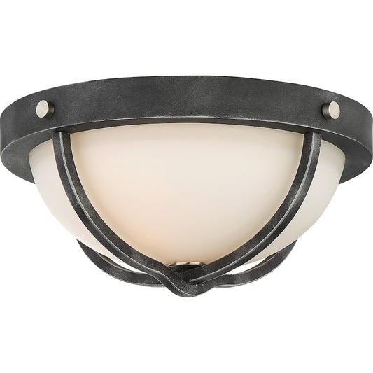 Nuvo Lighting Sherwood 2-Light Flush Mount | Industrial Iron Black and Brushed Nickel | Bedroom & Hallway Ceiling Light | 6.63 in H | Model 60-6126