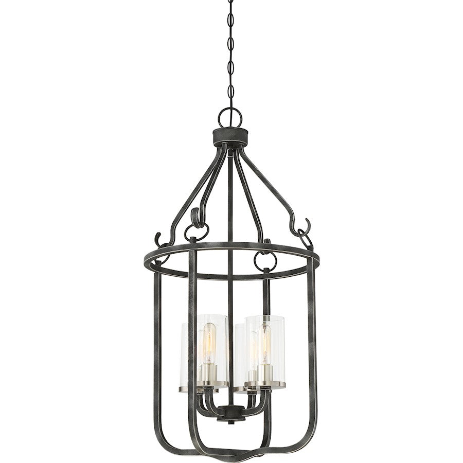 Nuvo Sherwood 4-Light Caged Pendant | Industrial Iron Black and Brushed Nickel | Kitchen Island & Dining Room | 640 Lumens, Dimmable | Model 60-6127