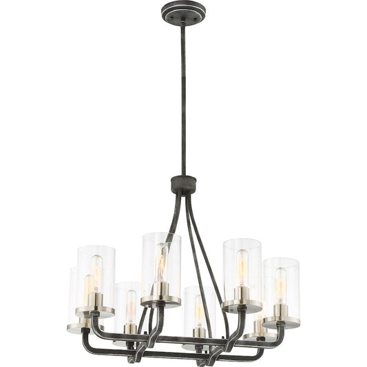 Nuvo Lighting Sherwood 33in 8-Light Chandelier | Industrial Iron Black and Brushed Nickel | Dining Room & Living Room | 33 in H | Model 60-6128