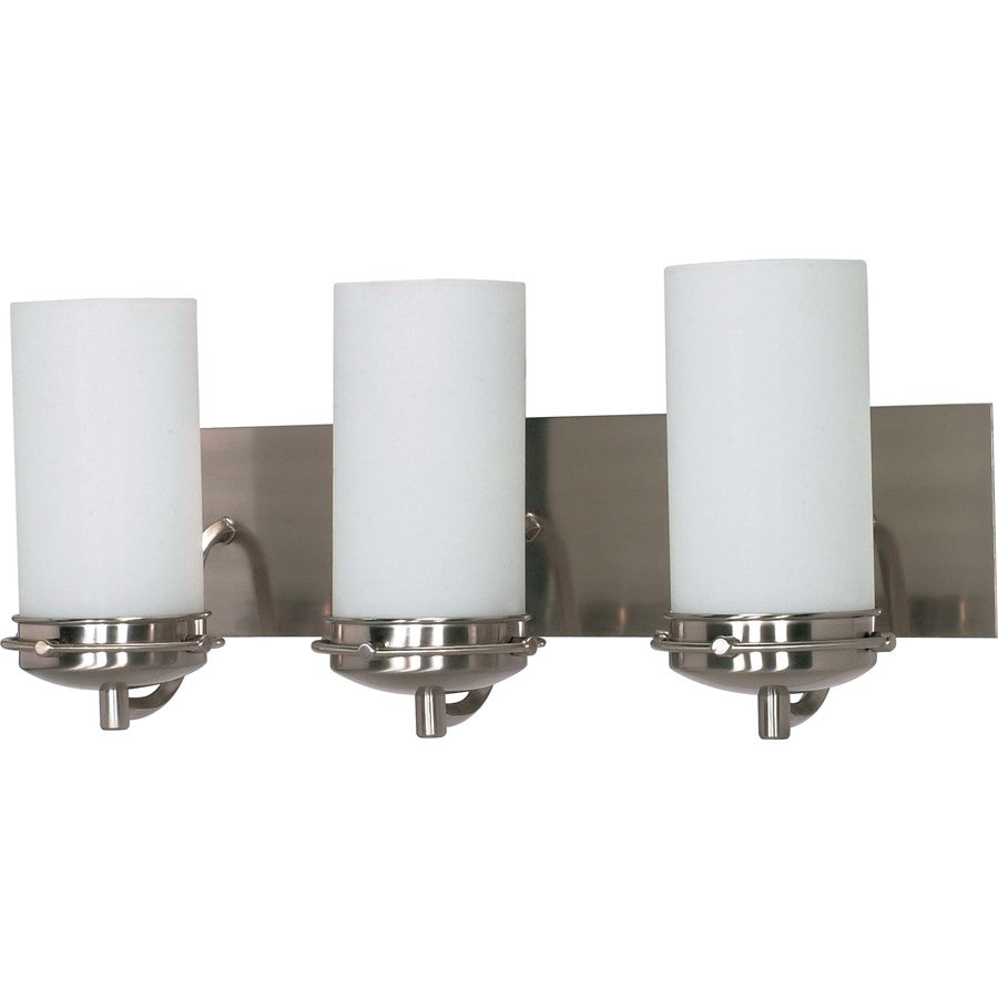 Nuvo Polaris 21in 3-Light Vanity Light | Brushed Nickel and Opal White Glass | Bathroom Vanity & Powder Room | 26 x 10 x 9 in | Model 60-613