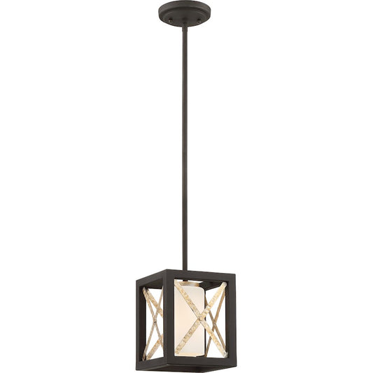 Nuvo Lighting Boxer 7in 1-Light Mini Pendant | Industrial Matte Black and Antique Silver Metal | Kitchen Island & Dining Room | 7 x 7 x 9 | Model 60-6135