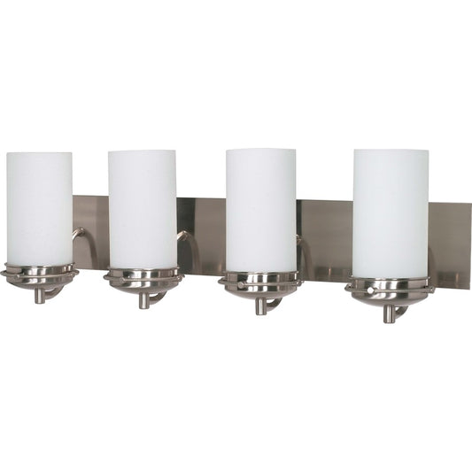 Nuvo Polaris 30in 4-Light Vanity Light | Classic Brushed Nickel and Opal White Glass | Bathroom Vanity & Powder Room | 29.75 x 8.25 in | Model 60-614