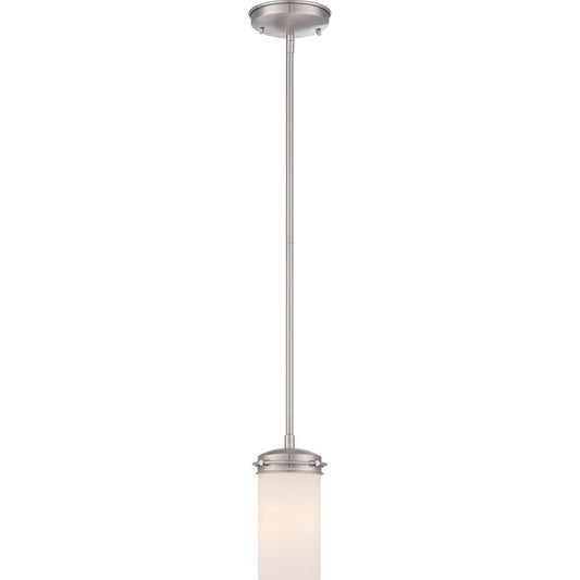 Nuvo Polaris 1-Light Mini Pendant | Contemporary Brushed Nickel and White Opal Glass | Kitchen Island & Dining Room Accent | 5.375 x 5.375 | Model 60-615