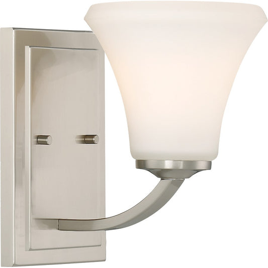 Nuvo Lighting Fawn 1-Light Vanity Wall Sconce | Traditional Brushed Nickel | Bathroom & Powder Room | 6 x 8.75 in, 100W | Model 60-6201