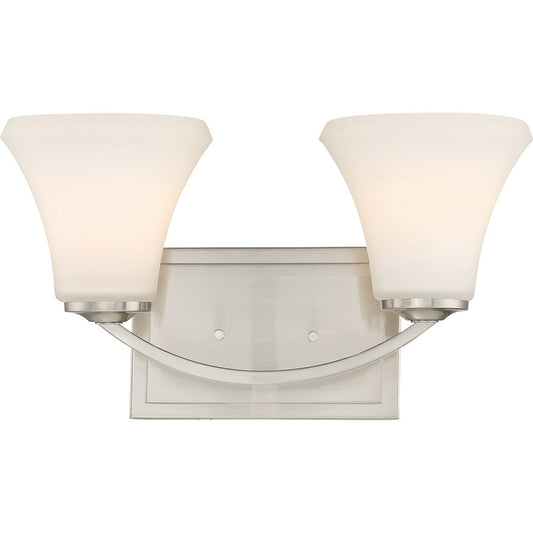 Nuvo Lighting Fawn 15in 2-Light Vanity Light | Traditional Brushed Nickel | Bathroom Vanity Light | 15 x 8.75 in | Model 60-6202