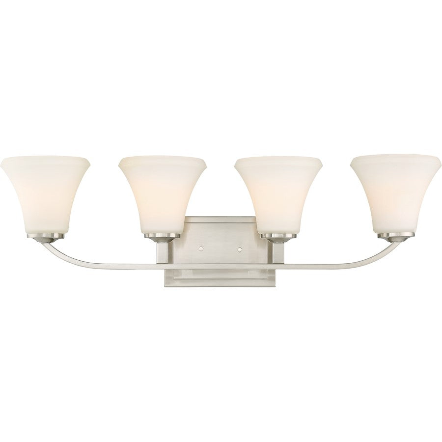 Nuvo Lighting Fawn 30in 4-Light Vanity Light | Traditional Brushed Nickel | Bathroom Vanity | 29.5 x 8.75 in | Model 60-6204
