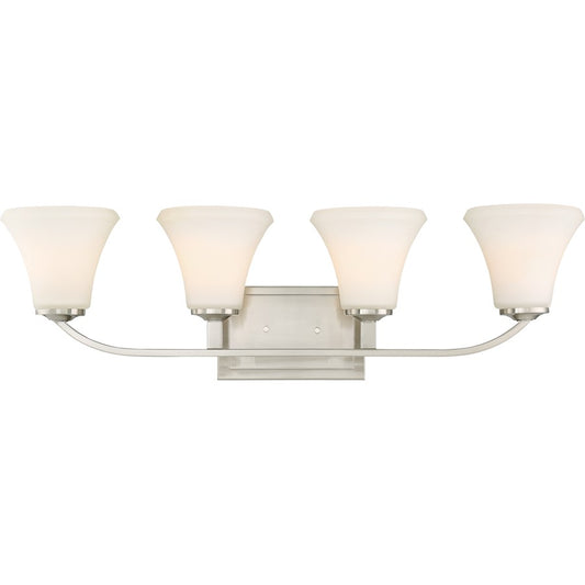 Nuvo Lighting Fawn 30in 4-Light Vanity Light | Traditional Brushed Nickel | Bathroom Vanity | 29.5 x 8.75 in | Model 60-6204